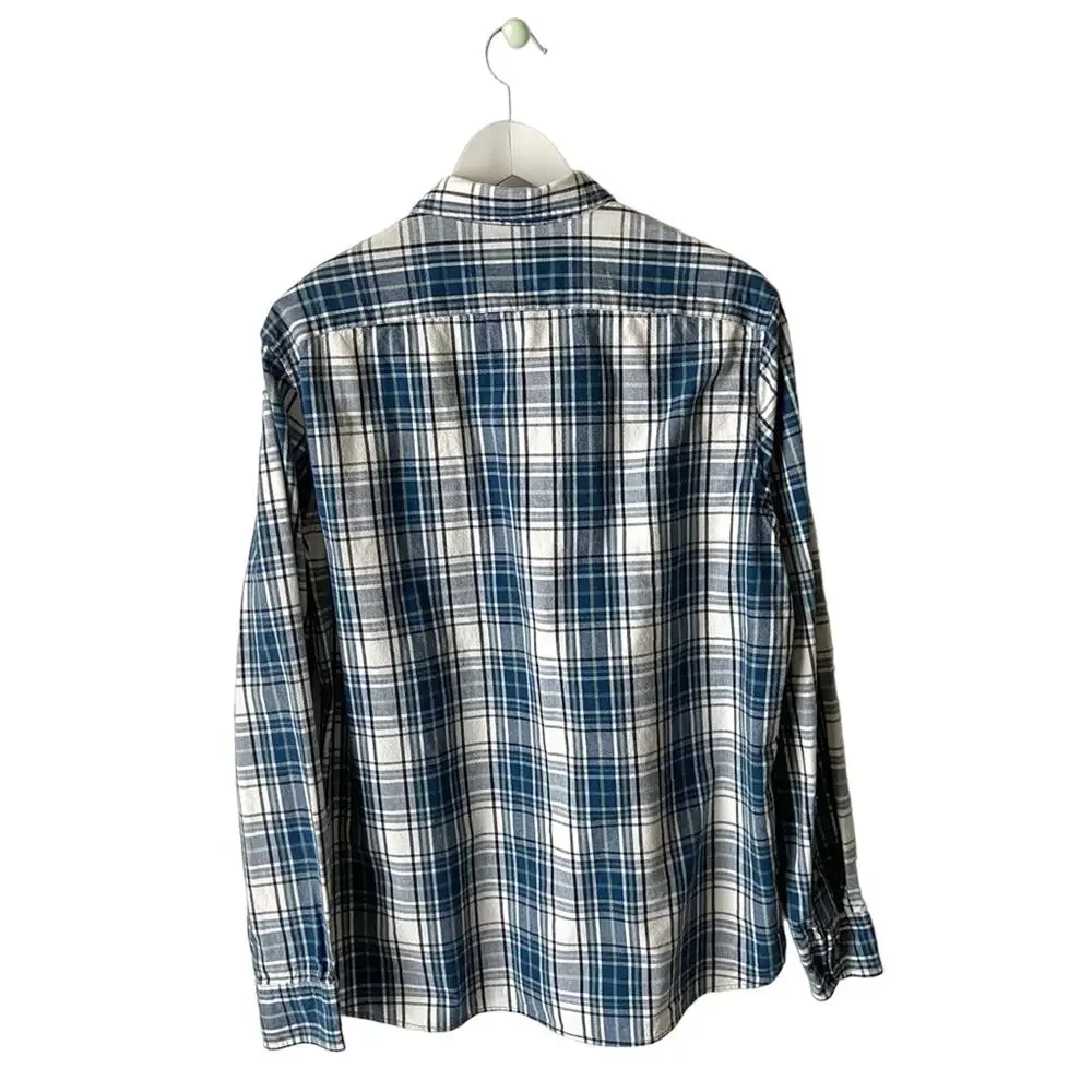 J. Crew Blue And White Plaid Button-Down Shirt Size Large